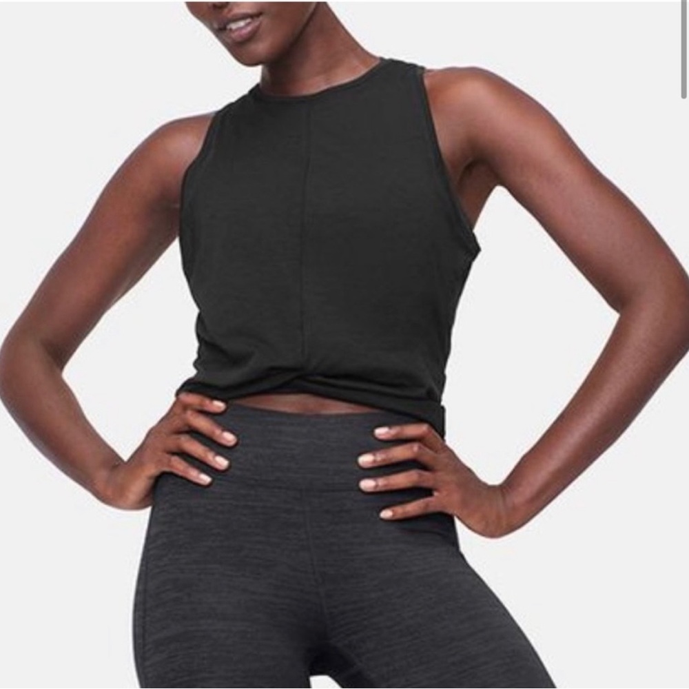 Outdoor Voices Ready Set Knot Black Crop Tank Top